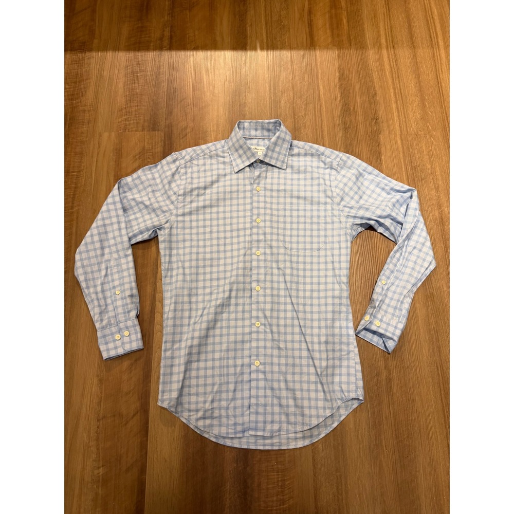 Peter Millar Button Down Shirt Mens S Light Blue Gingham Check MS21W20CSL